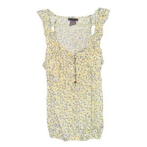 Fire Los Angeles Yellow Ruffled Tie Front Tank Top